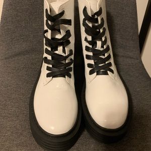 White combat boots